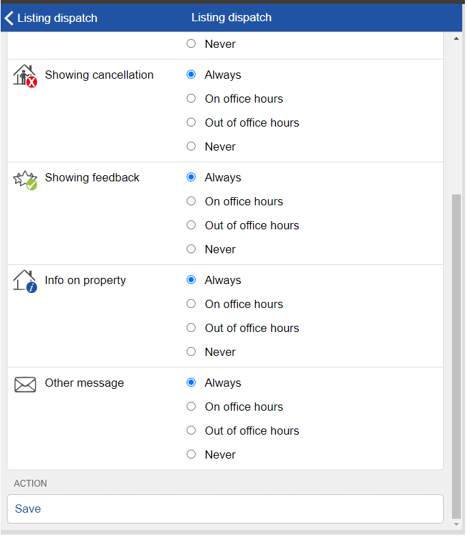 Configure message types per person